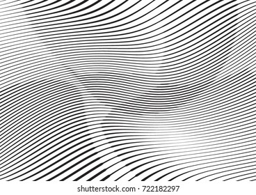 Abstract twisted background. Lines of variable thickness. Halftone effect line pattern.  Grunge modern pop art texture for poster, banner, business cards, cover, postcard, design, labels, stickers