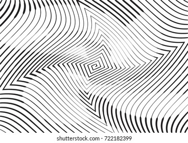Abstract twisted background. Lines of variable thickness. Halftone effect line pattern.  Grunge modern pop art texture for poster, banner, business cards, cover, postcard, design, labels, stickers