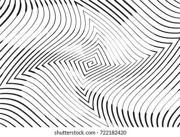 Abstract twisted background. Lines of variable thickness. Halftone effect line pattern.  Grunge modern pop art texture for poster, banner, business cards, cover, postcard, design, labels, stickers