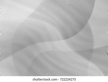 Abstract twisted background. Lines of variable thickness. Halftone effect line pattern.  Grunge modern pop art texture for poster, banner, business cards, cover, postcard, design, labels, stickers