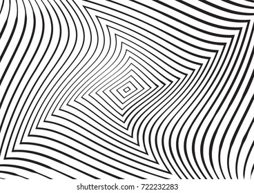 Abstract twisted background. Lines of variable thickness. Halftone effect line pattern.  Grunge modern pop art texture for poster, banner, business cards, cover, postcard, design, labels, stickers