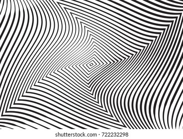 Abstract twisted background. Lines of variable thickness. Halftone effect line pattern.  Grunge modern pop art texture for poster, banner, business cards, cover, postcard, design, labels, stickers
