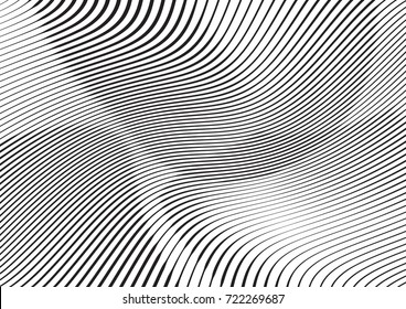 Abstract twisted background. Lines of variable thickness. Halftone effect line pattern.  Grunge modern pop art texture for poster, banner, business cards, cover, postcard, design, labels, stickers