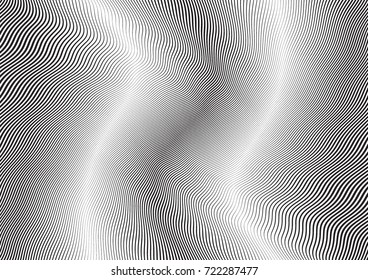 Abstract twisted background. Lines of variable thickness. Halftone effect line pattern.  Grunge modern pop art texture for poster, banner, business cards, cover, postcard, design, labels, stickers