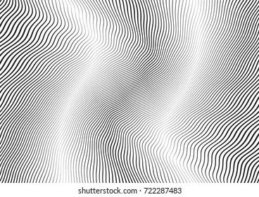 Abstract twisted background. Lines of variable thickness. Halftone effect line pattern.  Grunge modern pop art texture for poster, banner, business cards, cover, postcard, design, labels, stickers