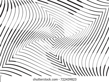 Abstract twisted background. Lines of variable thickness. Halftone effect line pattern.  Grunge modern pop art texture for poster, banner, business cards, cover, postcard, design, labels, stickers