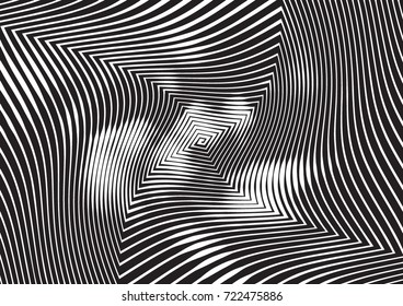 Abstract twisted background. Lines of variable thickness. Halftone effect line pattern.  Grunge modern pop art texture for poster, banner, business cards, cover, postcard, design, labels, stickers