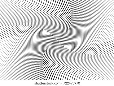 Abstract twisted background. Lines of variable thickness. Halftone effect line pattern.  Grunge modern pop art texture for poster, banner, business cards, cover, postcard, design, labels, stickers