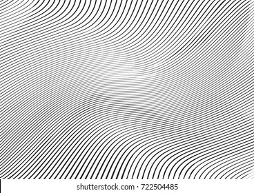 Abstract twisted background. Lines of variable thickness. Halftone effect line pattern.  Grunge modern pop art texture for poster, banner, business cards, cover, postcard, design, labels, stickers.