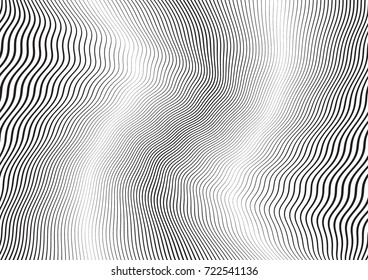 Abstract twisted background. Lines of variable thickness. Halftone effect line pattern.  Grunge modern pop art texture for poster, banner, business cards, cover, postcard, design, labels, stickers