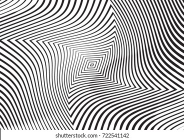 Abstract twisted background. Lines of variable thickness. Halftone effect line pattern.  Grunge modern pop art texture for poster, banner, business cards, cover, postcard, design, labels, stickers