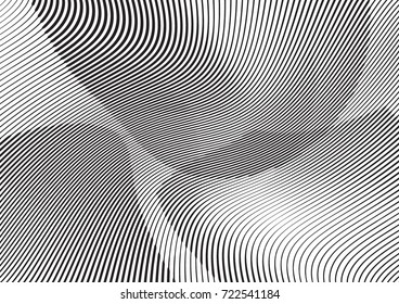 Abstract twisted background. Lines of variable thickness. Halftone effect line pattern.  Grunge modern pop art texture for poster, banner, business cards, cover, postcard, design, labels, stickers