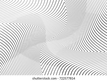 Abstract twisted background. Lines of variable thickness. Halftone effect line pattern.  Grunge modern pop art texture for poster, banner, business cards, cover, postcard, design, labels, stickers