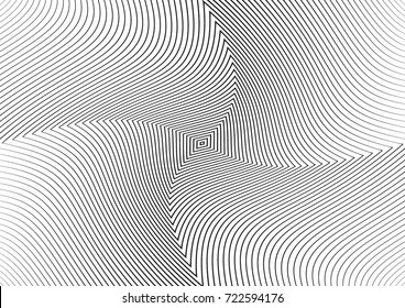 Abstract twisted background. Lines of variable thickness. Halftone effect line pattern.  Grunge modern pop art texture for poster, banner, business cards, cover, postcard, design, labels, stickers
