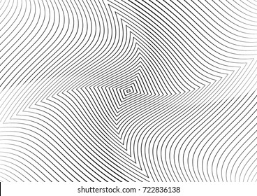 Abstract twisted background. Lines of variable thickness. Halftone effect line pattern.  Grunge modern pop art texture for poster, banner, business cards, cover, postcard, design, labels, stickers