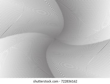 Abstract twisted background. Lines of variable thickness. Halftone effect line pattern.  Grunge modern pop art texture for poster, banner, business cards, cover, postcard, design, labels, stickers