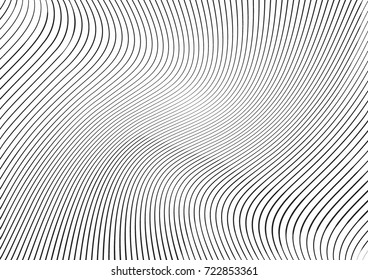 Abstract twisted background. Lines of variable thickness. Halftone effect line pattern.  Grunge modern pop art texture for poster, banner, business cards, cover, postcard, design, labels, stickers