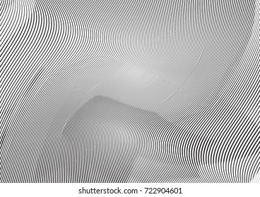 Abstract twisted background. Lines of variable thickness. Halftone effect line pattern.  Grunge modern pop art texture for poster, banner, business cards, cover, postcard, design, labels, stickers