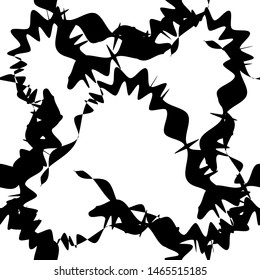 Abstract twisted black distorted zigzag stripe shape on white bakground