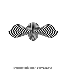 Abstract twisted black and white background. Optical illusion of distorted surface. Twisted stripes. Vector illustration. Great for wall art, poster, banner, web.