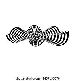 Abstract twisted black and white background. Optical illusion of distorted surface. Twisted stripes. Vector illustration. Great for wall art, poster, banner, web.