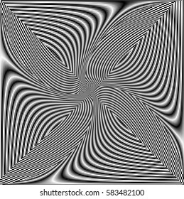 Abstract twisted black and white background. Vector illustration.