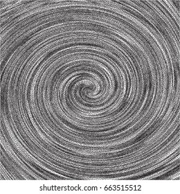 Abstract twisted black and white background. Optical illusion of distorted surface. Twisted stripes. Stylized dotted 3d tunnel. Vector illustration.
