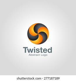 Abstract twisted circle logo template. Corporate branding identity