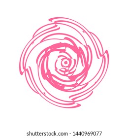 Abstract twisted colorful design element. Optical illusion, speed motion dymanic effect. Radial shape.