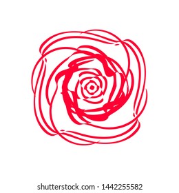 Abstract twisted colorful design element. Optical illusion, speed motion dymanic effect. Radial shape.