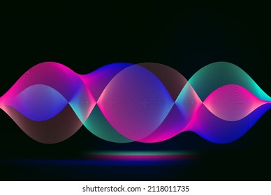 Abstract Twisted Curve With Multi Color On Dark Background Can Use For Technology Company , Content Creator ,  Product Advertising Website Creator Vector Eps.