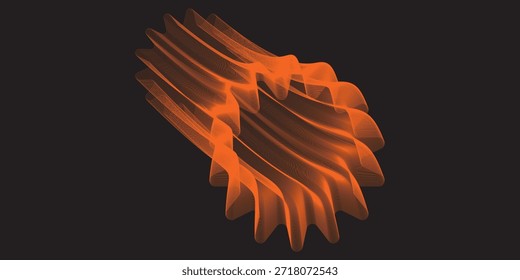 abstraktes, verdrehtes Design einzeln auf schwarzem Hintergrund, 3D-Rendering

