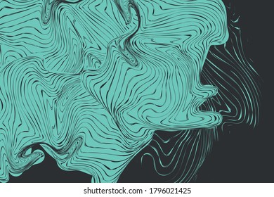 Abstract twisted, distorted wireframe design  with curves, and lines. Vector 
 grid illustration with turquoise color