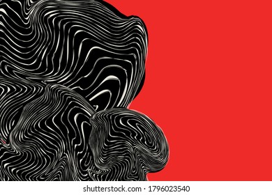 Abstract twisted, distorted wireframe design  with curves, and lines. Vector 
 grid illustration with red background