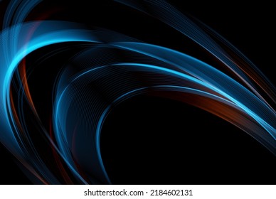 Abstract twisted fluid wavy lines design on black, colorful template for business or technology presentation