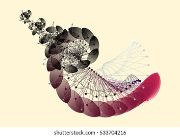 Abstract twisted illustration. Geometrical spiral. Digital artwork for creative graphic design.