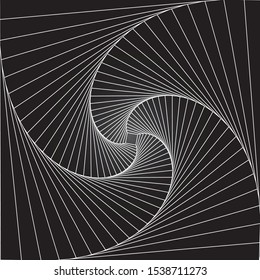 Abstract twisted lines background. Rotating geometric tunnel  background. Vector illustration.