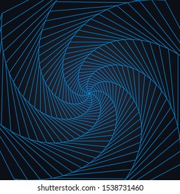 Abstract twisted lines background. Rotating geometric tunnel  background. Vector illustration.