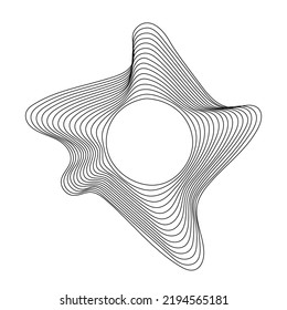 Abstract twisted lines. Wireframe geometric element. Technology design.