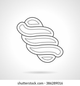 Abstract twisted marshmallow candy or zephyr. Sweet desserts menu. Vector icon flat thin line style. Single design element for website, business.