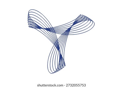 Abstract twisted ribbon shape with layered flowing lines, futuristic dynamic illustration representing motion, data flow, and modern design concepts.