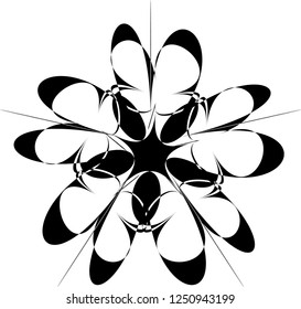 Abstract twisted shape on white background. Stylized snowflake. Decorative doodle element. Vector illustration.