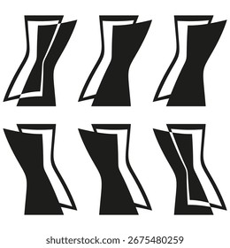 Abstractas Formas retorcidas. Líneas en blanco y negro. Forma geométrica dinámica. Símbolo de movimiento de Vector. EPS 10.