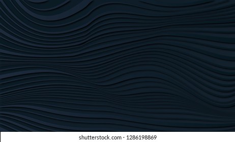 Abstract twisted striped 3d pattern, vector monochrome background.