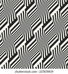 Abstract twisted striped block geometric background. Seamless pattern. Vector.