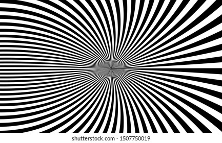 Abstract twisted striped monochrome background vector design.