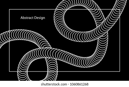 abstract twisted swirl shape black and white banner minimal design background