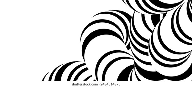 Abstract twisted tube background. Black and white striped cord concept wallpaper. Liquid line pipe shape for banner, poster, flyer, booklet, brochure or leaflet. Vector flowing rope backdrop overlay