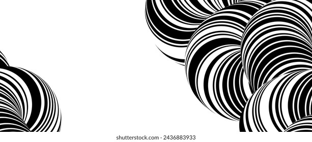 Abstract twisted tube background. Black white striped cord knot concept. Liquid line pipe shape wallpaper for banner, poster, flyer, booklet, brochure, leaflet. Vector flowing rope backdrop overlay