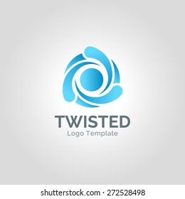 Abstract twisted water drops logo template.